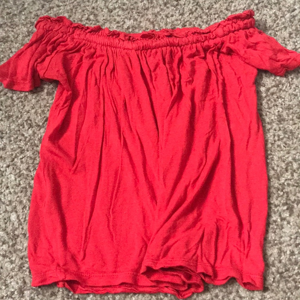 Red Off Shoulder Shirt